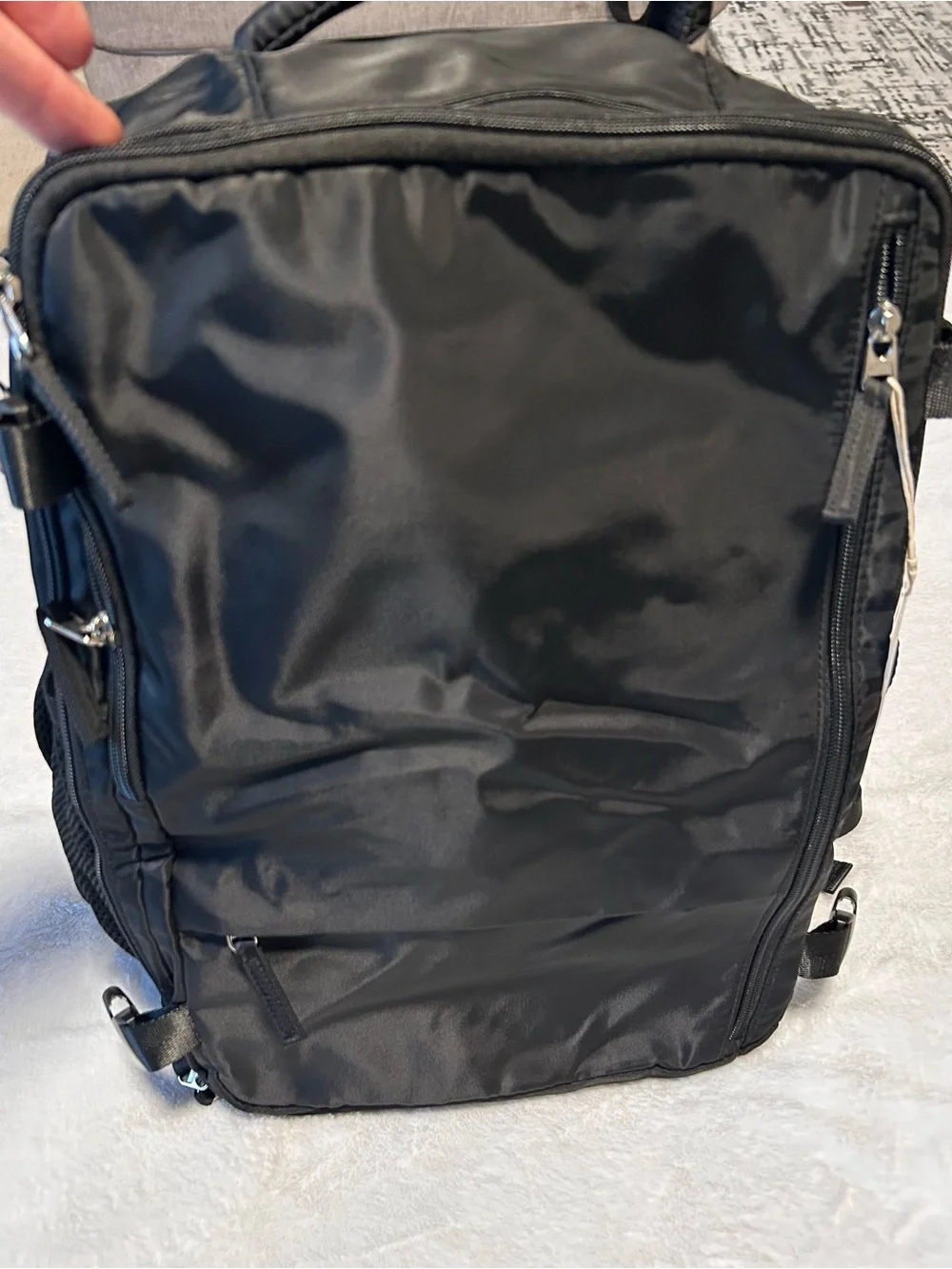 Men's Black Nylon Backpack with Padded Straps
